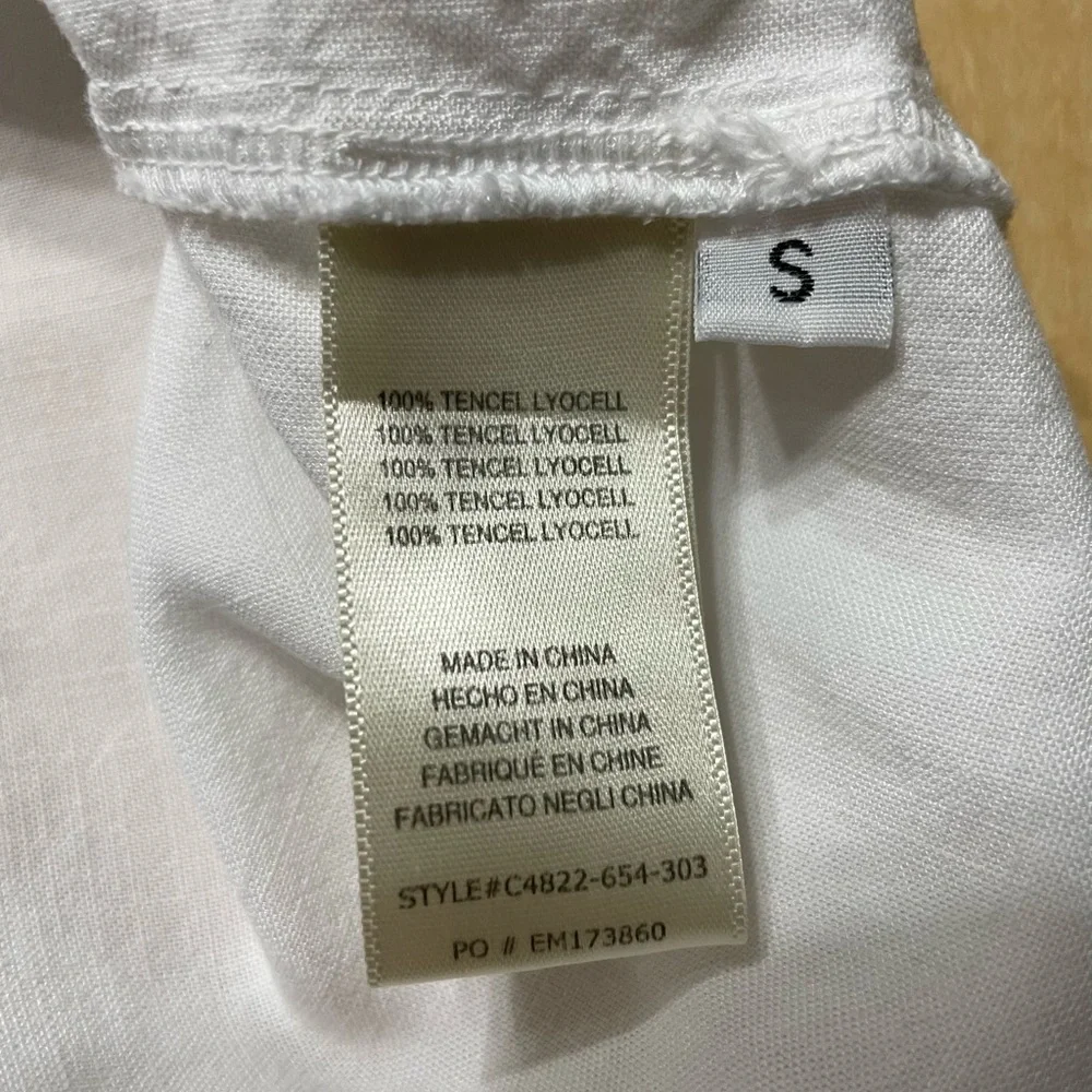 Cloth & Stone Crisp White Rolled Short Sleeve Point Collar Button Down Top Small - Picture 9 of 10
